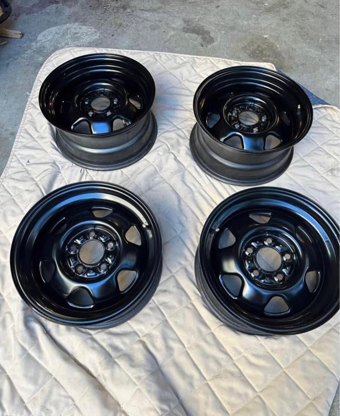 Black satin painted steel wheels 1988-2000 JEEP CHEROKEE STEEL WHEEL 