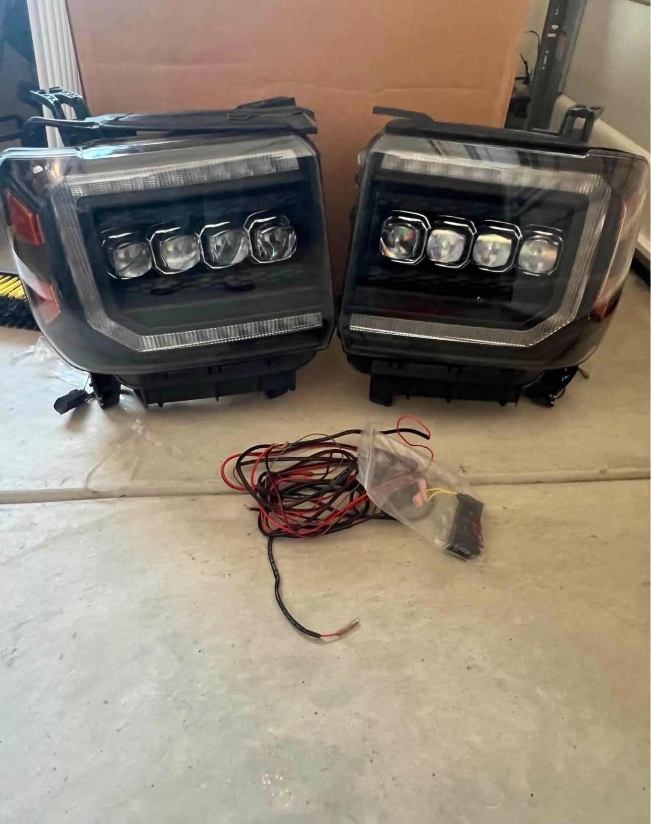 2014-2018 GMC SIERRA NOVA-SERIES LED PROJECTOR HEADLIGHTS BLACK
